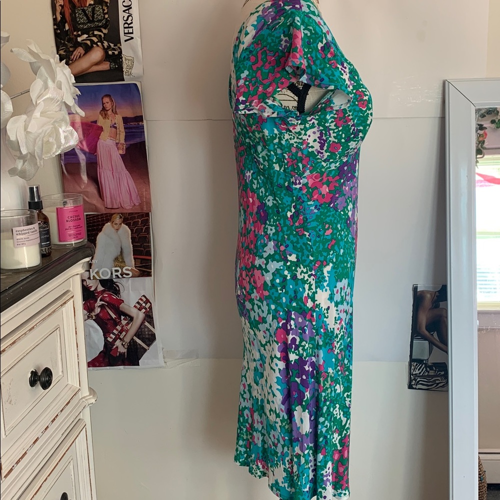 💐NWT Rails Green Floral Midi Dress with Pink, Purple & White Accents, Sz S - Picture 4 of 13